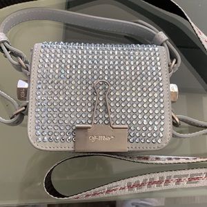 Off-white Swarovski crystals Baby Binder bag.